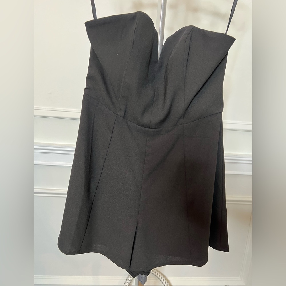 Black strapless romper